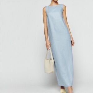 REFORMATION Marcie Blue Linen Maxi Dress